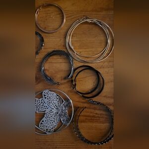 Elegant Silver and Black Hoop Earrings